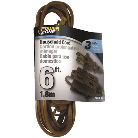 POWERZONE Cord Ext Indr 16/2Sptx6Ft Brn OR670606